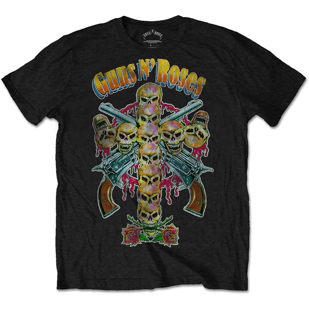 Guns N' Roses Unisex T-Shirt: Skull Cross 80s