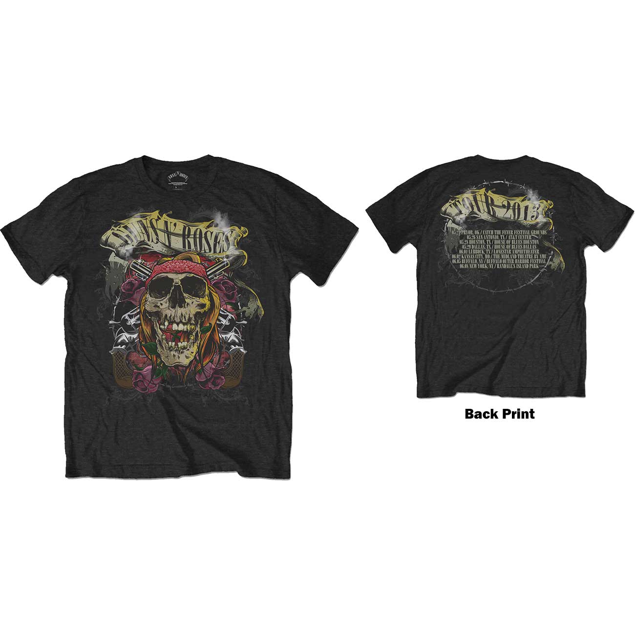 Guns N' Roses Unisex T-Shirt: Trashy Skull (Back Print)