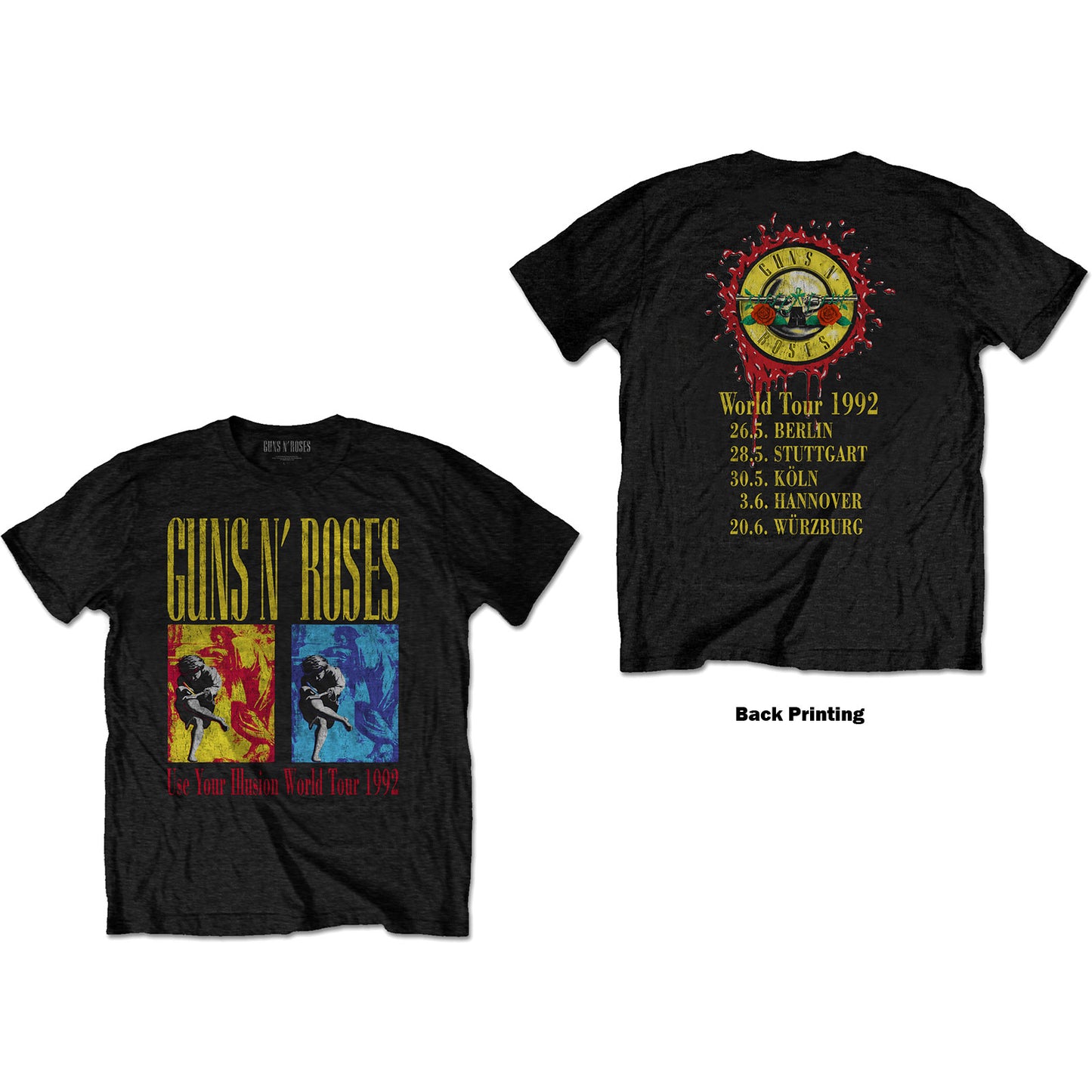 Guns N' Roses Unisex T-Shirt: Use Your Illusion World Tour (Back Print)