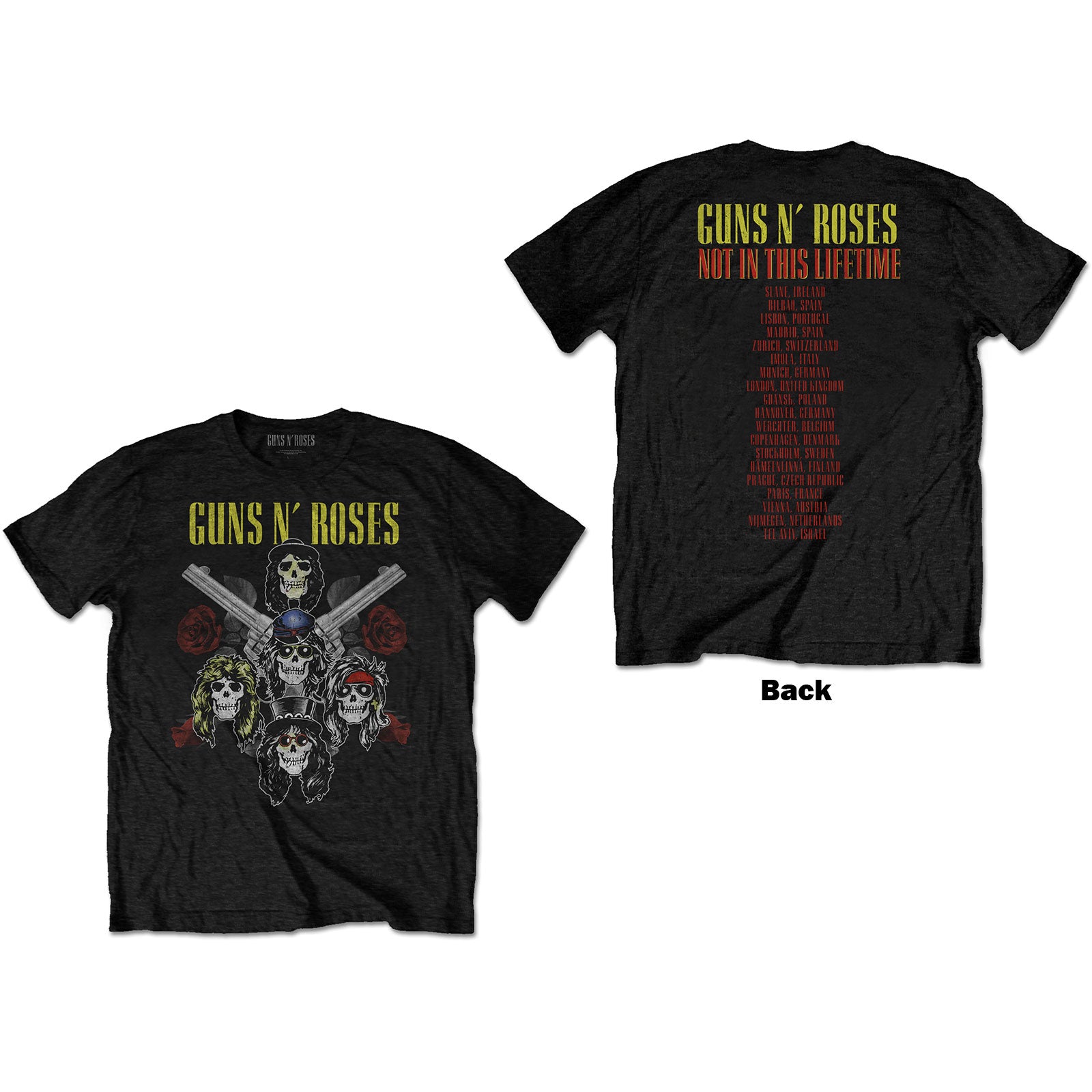 Guns N' Roses Unisex T-Shirt: Pistols & Roses (Back Print)