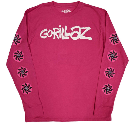 Gorillaz Unisex Long Sleeve T-Shirt: Repeat Pazuzu (Sleeve Print)