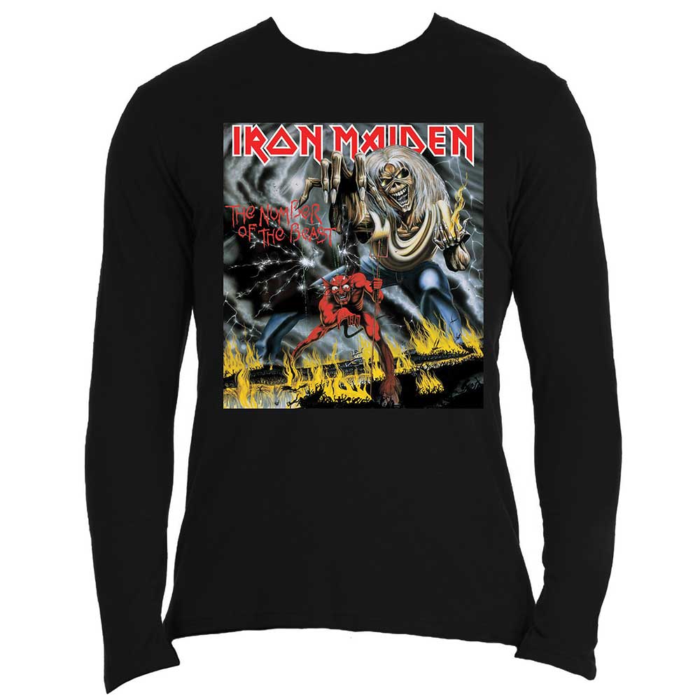 Iron Maiden Unisex Long Sleeved T-Shirt: Number of the Beast