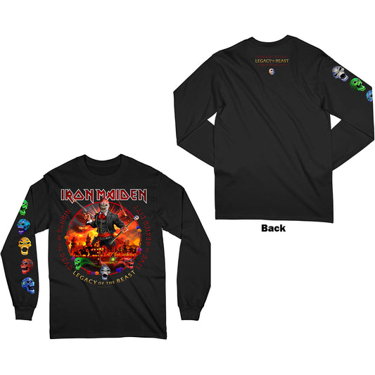 Iron Maiden Unisex Long Sleeve T-Shirt: Nights Of The Dead (Back & Sleeve Print)