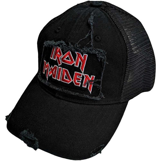 Iron Maiden Unisex Mesh Back Cap: Scuffed Logo