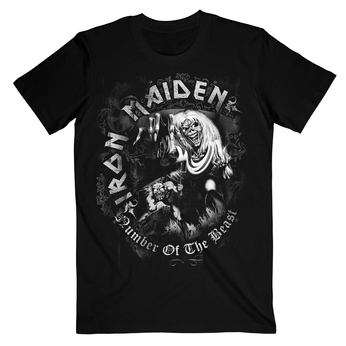 Iron Maiden Unisex T-Shirt: Number Of The Beast Grey Tone