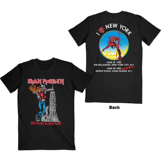 Iron Maiden Unisex T-Shirt: The Beast In New York (Back Print)
