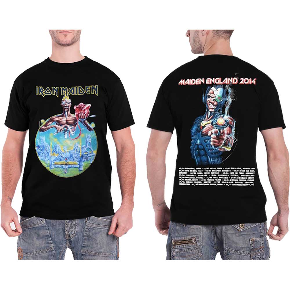 Iron Maiden Unisex T-Shirt: England 2014 Tour (Back Print) (Small)