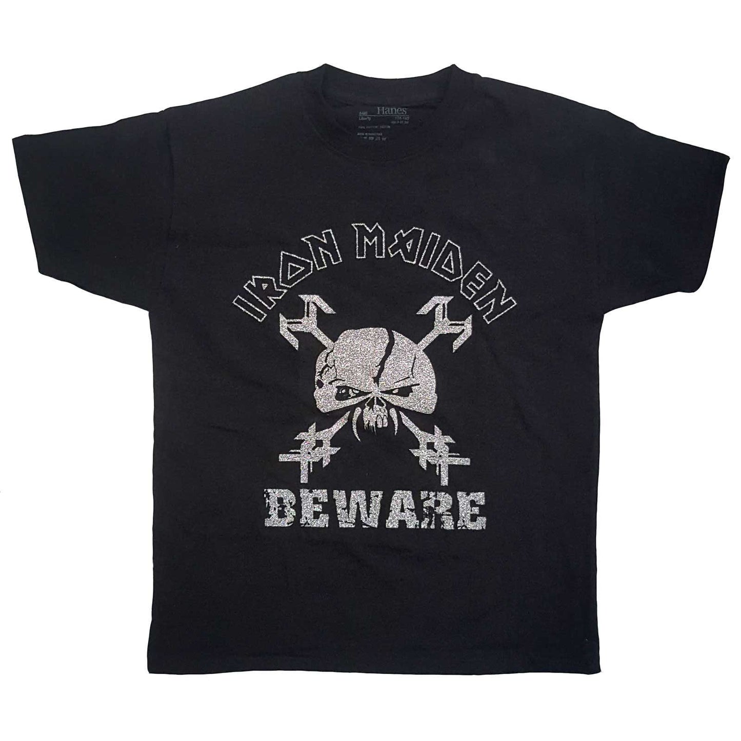 Iron Maiden Kids T-Shirt: Beware (Glitter Print)