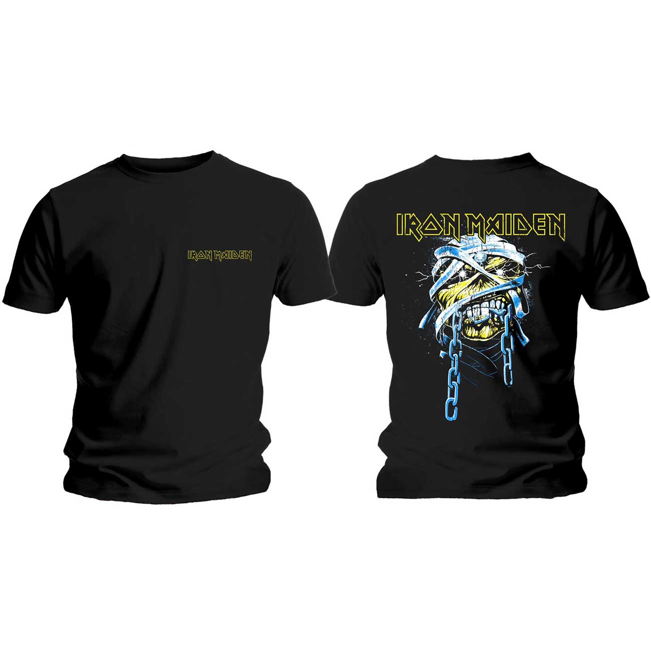 Iron Maiden Unisex T-Shirt: Powerslave Head & Logo (Back Print)