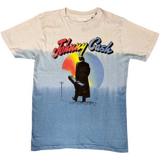 Johnny Cash Unisex T-Shirt: Walking Guitar (Wash Collection)