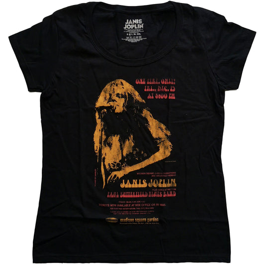 Janis Joplin Ladies T-Shirt: Madison Square Garden (Soft Hand Inks)