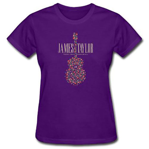 James Taylor Ladies T-Shirt: 2018 Tour Flower Guitar (Ex-Tour)