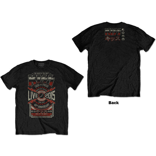 KISS Unisex T-Shirt: Japan Live 2015 (Back Print)