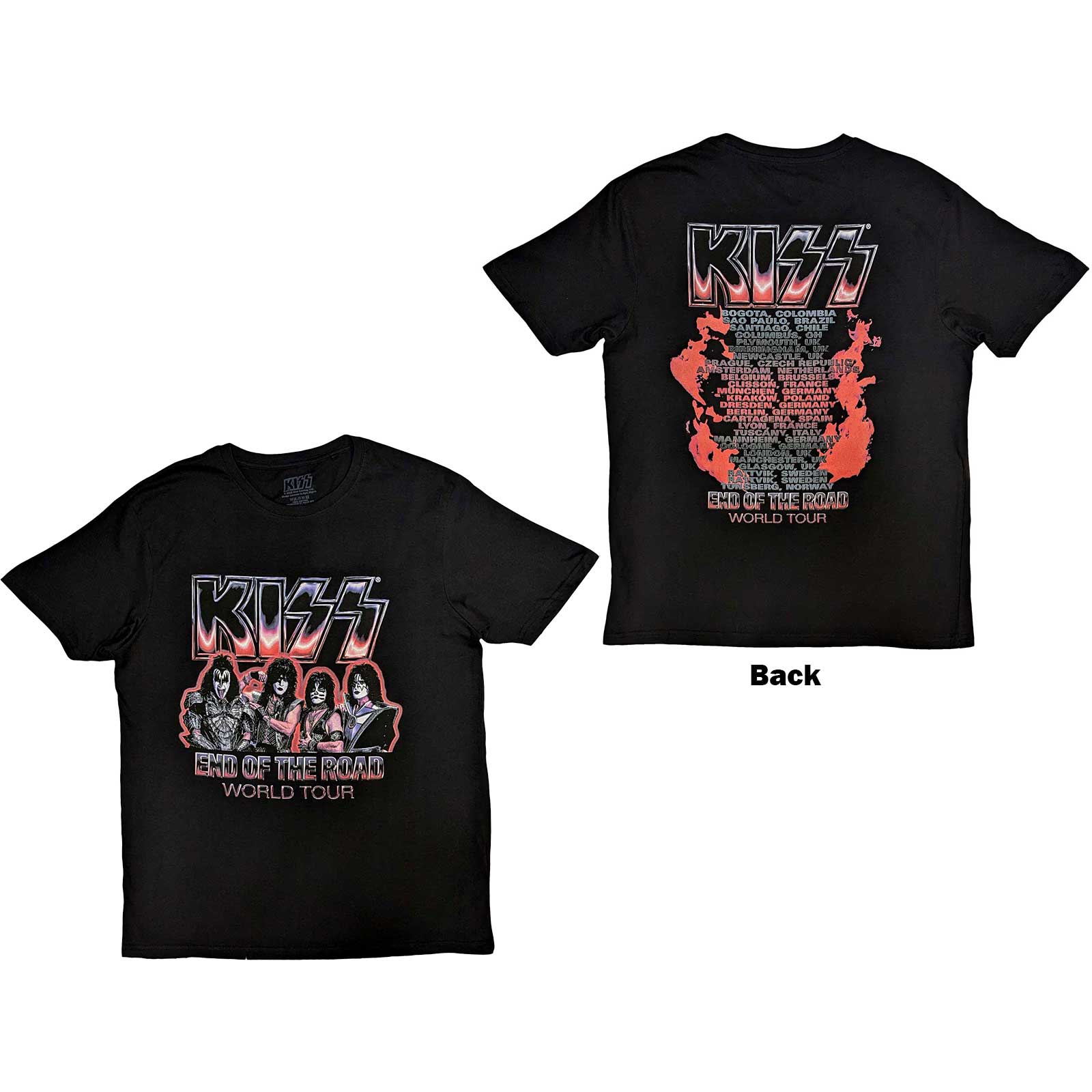 KISS Unisex T-Shirt: End Of The Road Tour Red (Back Print)