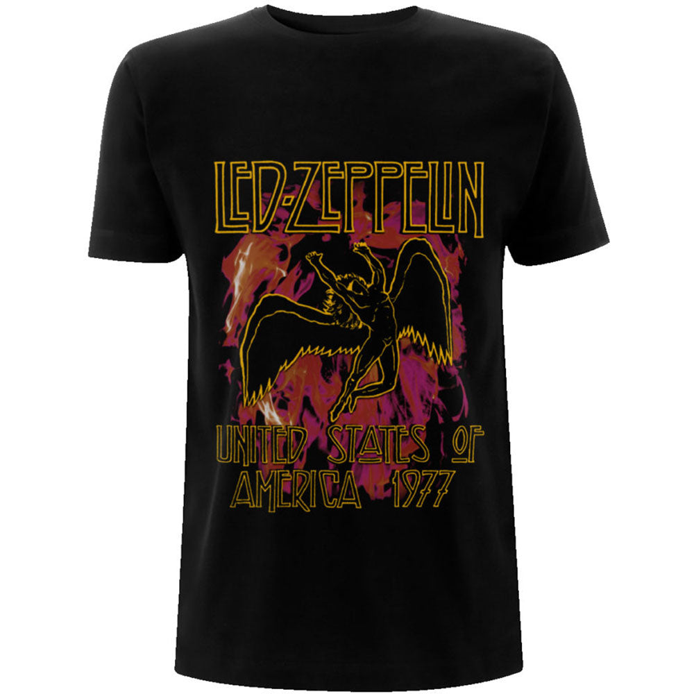 Led Zeppelin Unisex T-Shirt: Black Flames