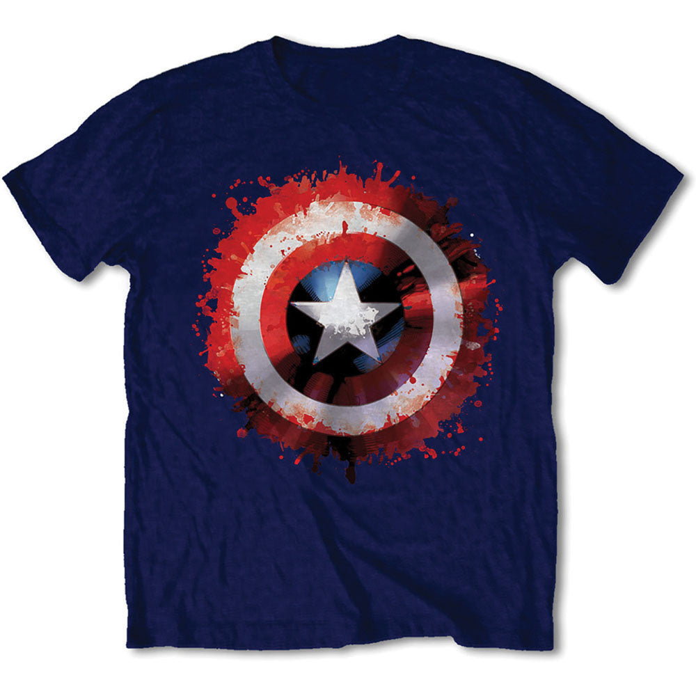 Marvel Comics Unisex T-Shirt: Captain America Splat Shield