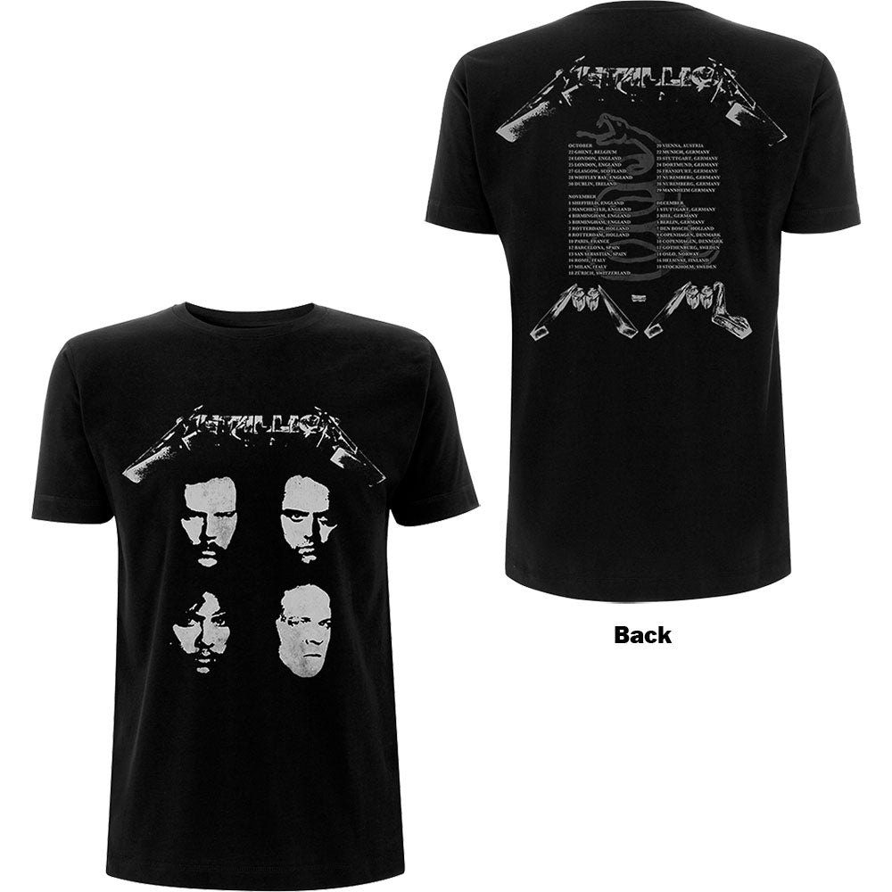 Metallica Unisex T-Shirt: 4 Faces (Back Print)
