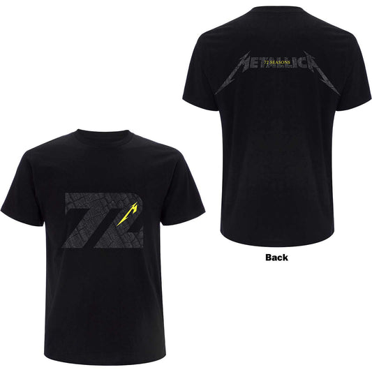 Metallica Unisex T-Shirt: 72 Seasons Charred Logo (Back Print)