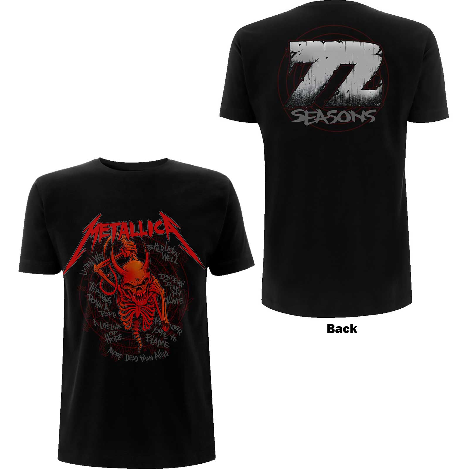Metallica Unisex T-Shirt: Skull Screaming Red 72 Seasons (Back Print)