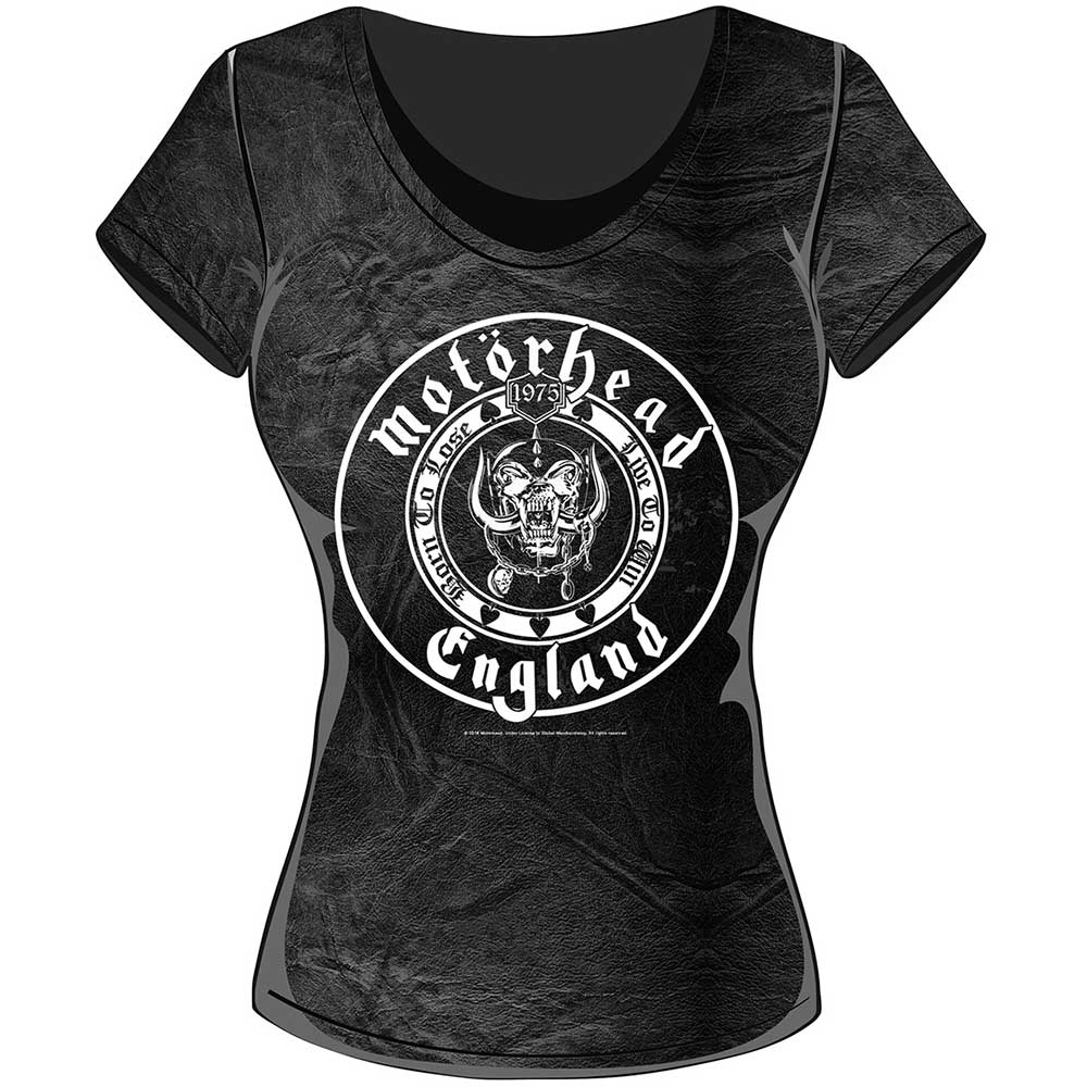 Motorhead Ladies Acid Wash T-Shirt: England Seal