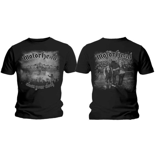 Motorhead Unisex T-Shirt: Clean Your Clock B&W (Back Print)