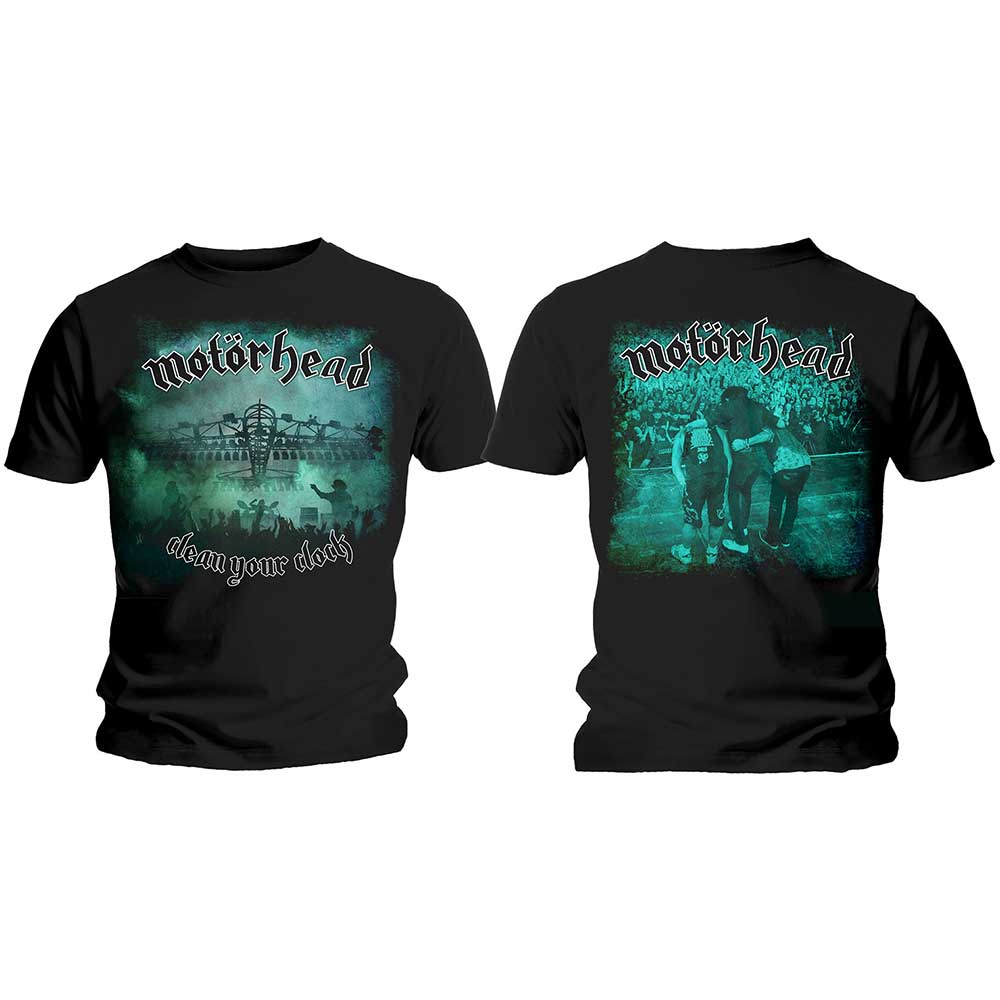 Motorhead Unisex T-Shirt: Clean Your Clock Green (Back Print)