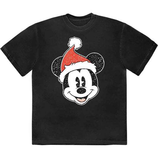 Disney Unisex T-Shirt: Mickey Mouse Santa Hat