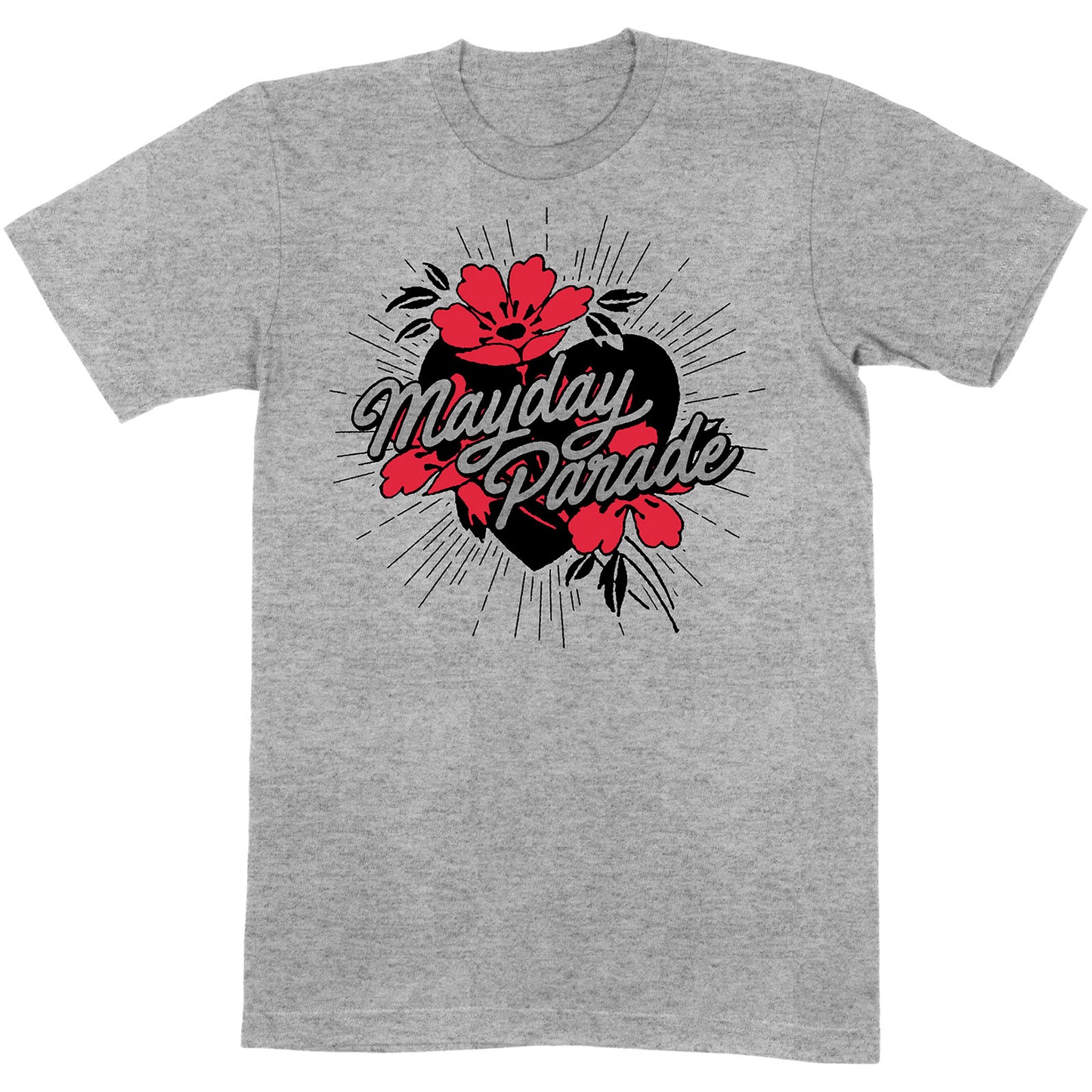 Mayday Parade Unisex T-Shirt: Heart and Flowers