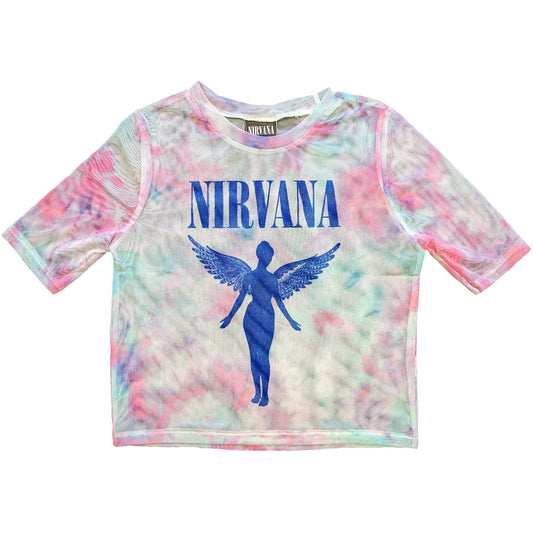 Nirvana Ladies Crop Top: Angelic Blue Mono (Mesh)