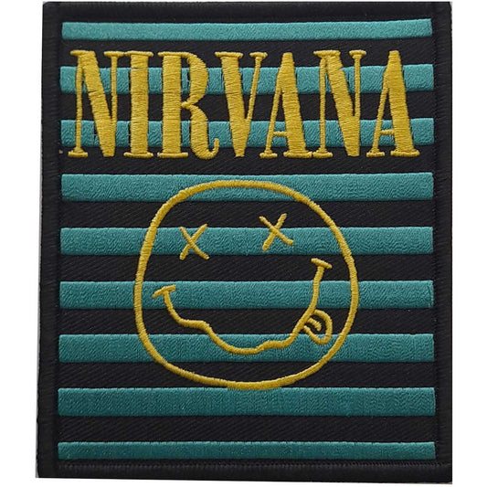 Nirvana Standard Patch: Logo & Smiley Stripes