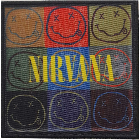 Nirvana Standard Patch: Distressed Smiley Blocks