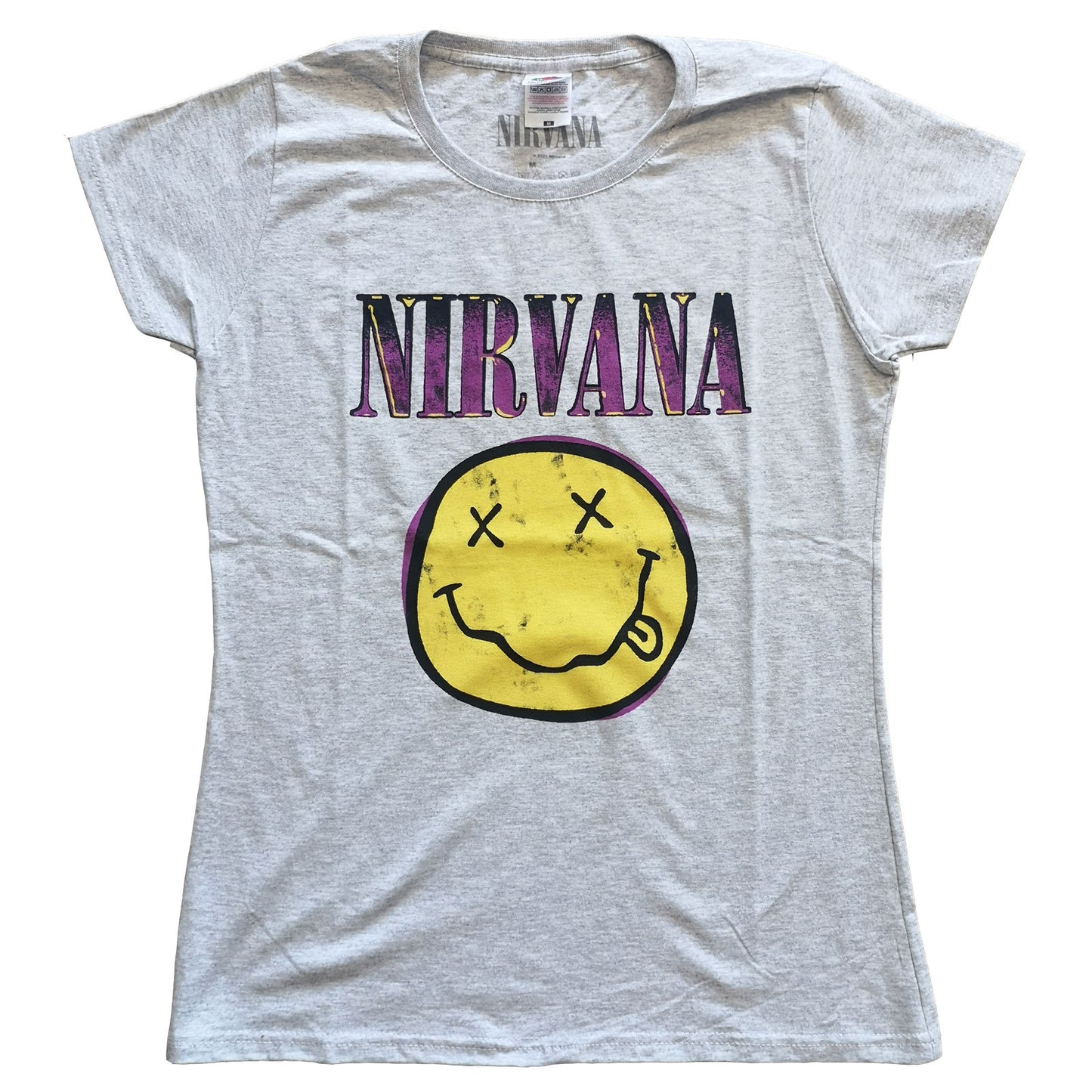 Nirvana Ladies T-Shirt: Xerox Smiley Pink