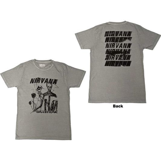 Nirvana Unisex T-Shirt: Incesticide Stacked Logo (Back Print)