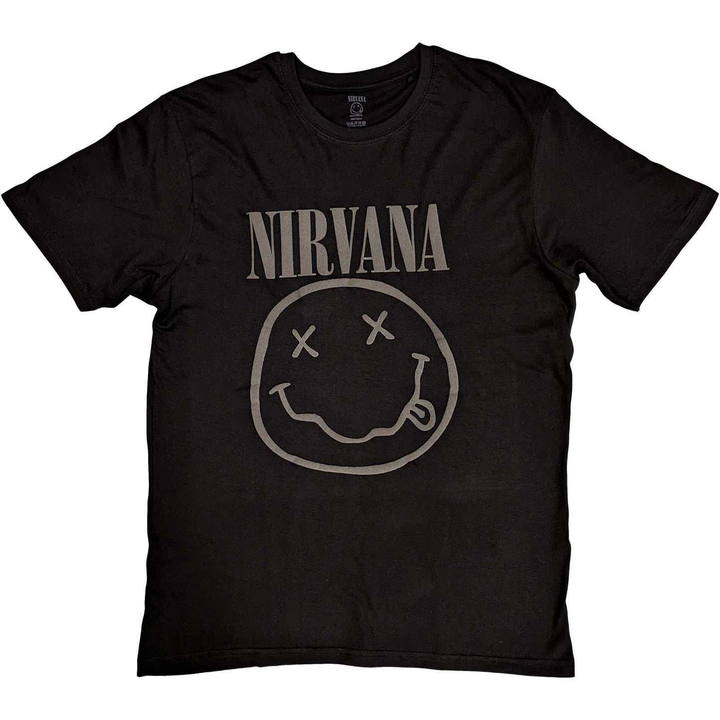 Nirvana Unisex T-Shirt: Black Smiley (Hi-Build)