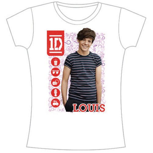 One Direction Ladies T-Shirt: 1D Louis Symbol Field (Skinny Fit) (Large)