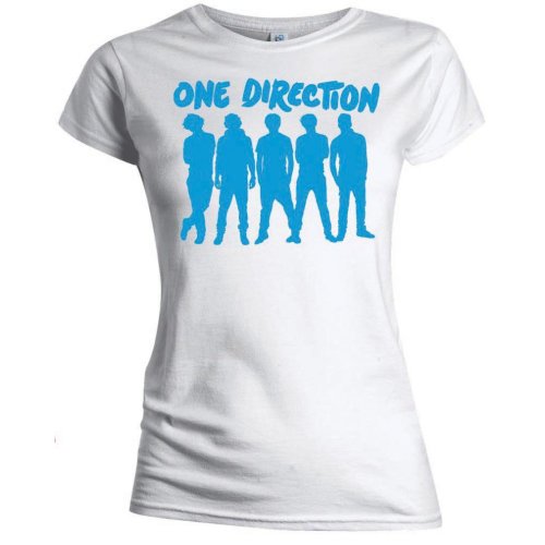One Direction Ladies T-Shirt: Silhouette Blue on White (Skinny Fit)