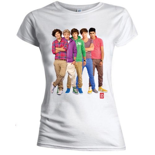 One Direction Ladies T-Shirt: Group Standing Colour (Skinny Fit) (Small)