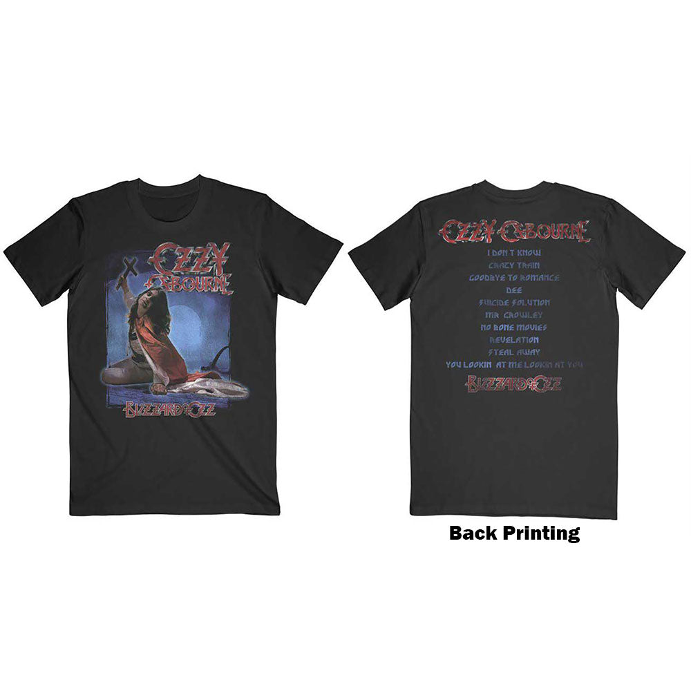 Ozzy Osbourne Unisex T-Shirt: Blizzard of Ozz Track list (Back Print)