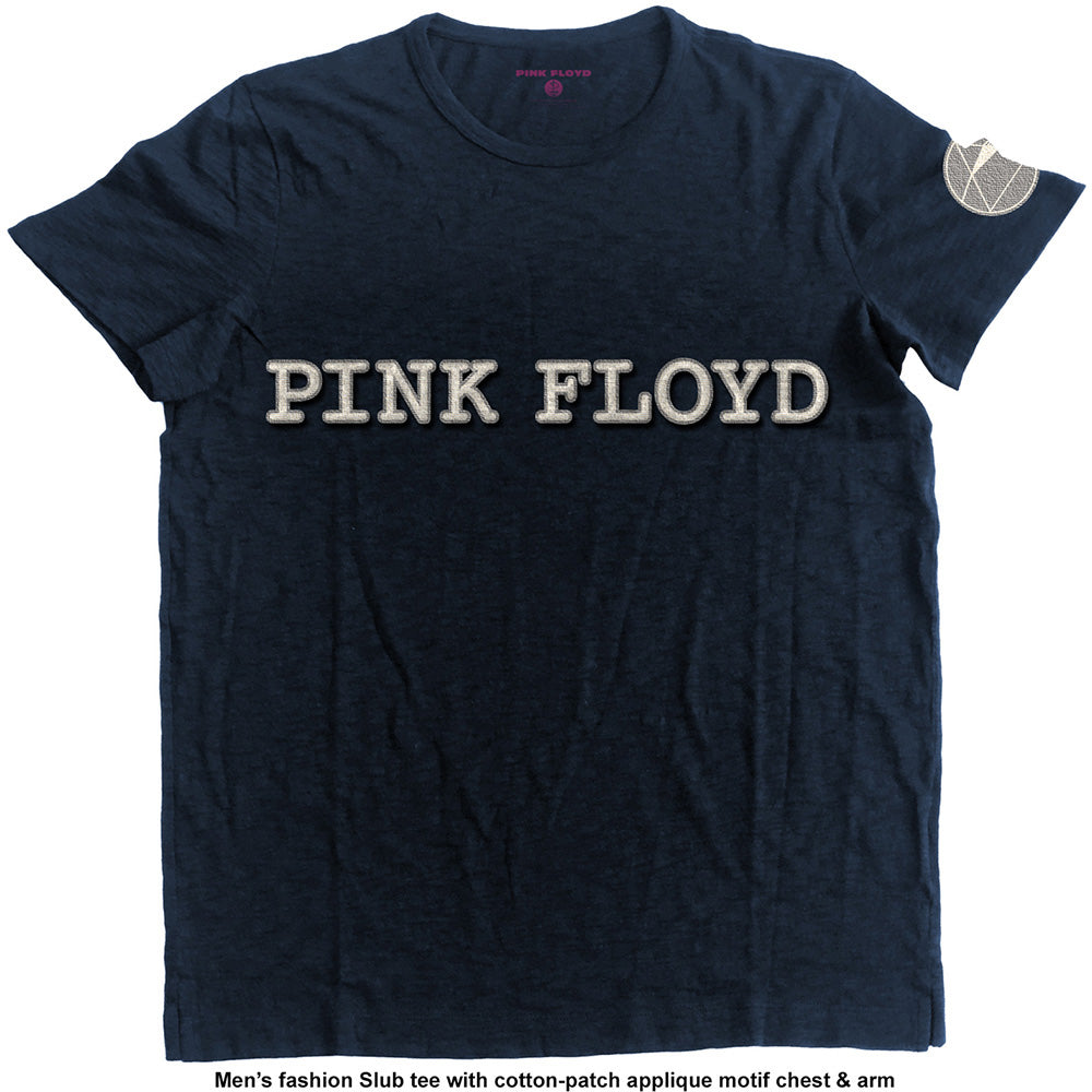 Pink Floyd Unisex T-Shirt: Logo & Prism (Applique)