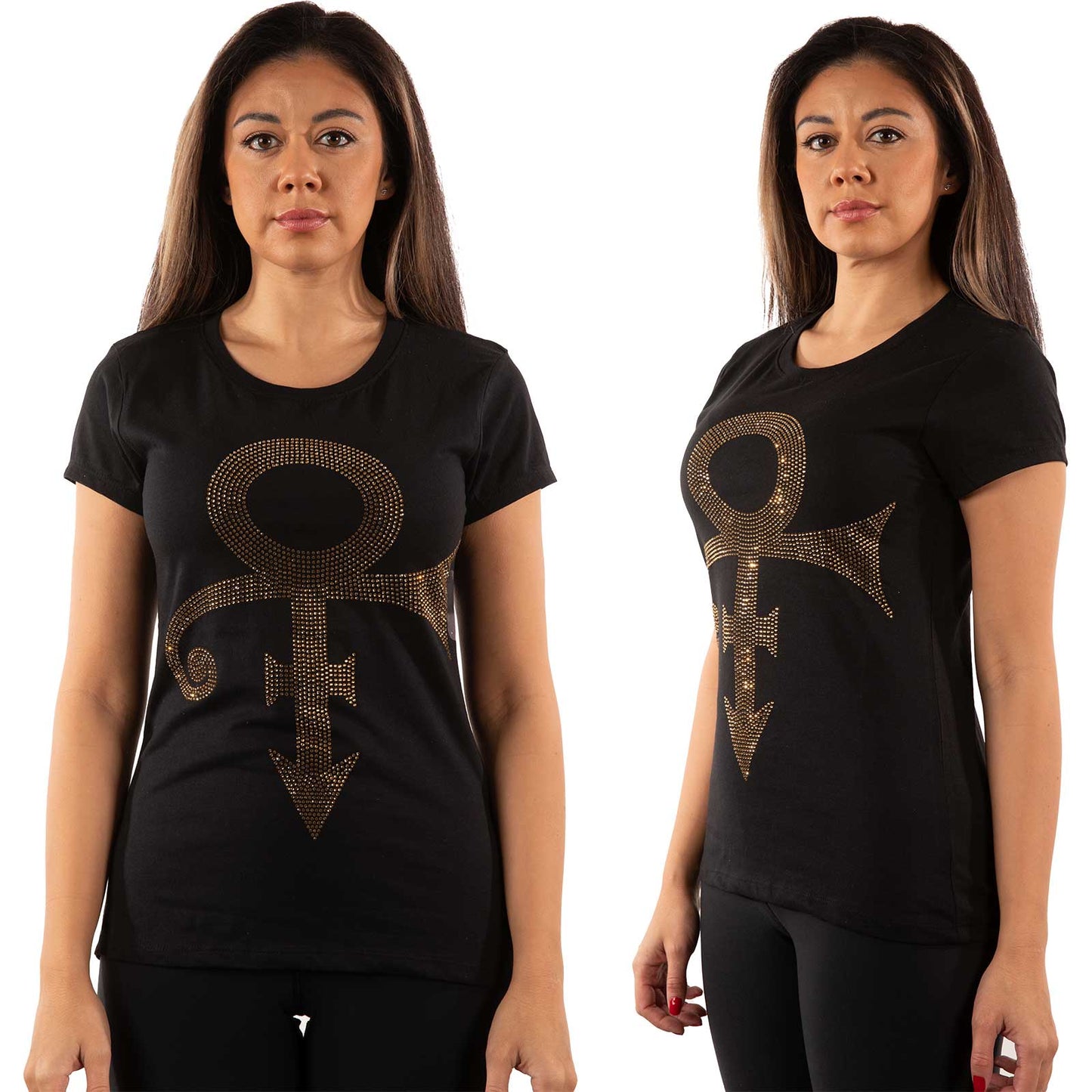 Prince Ladies Embellished T-Shirt: Gold Symbol