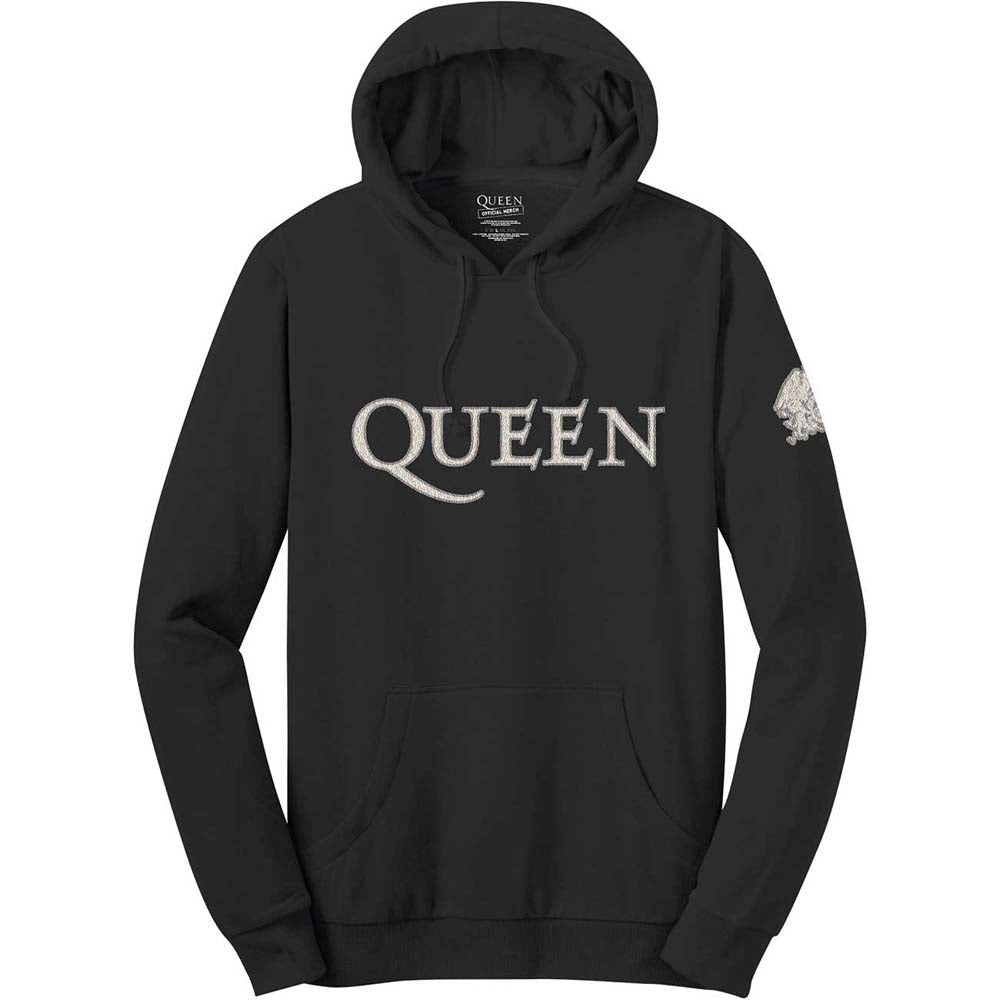 Queen Unisex Pullover Hoodie: Logo & Crest (Applique Motifs)