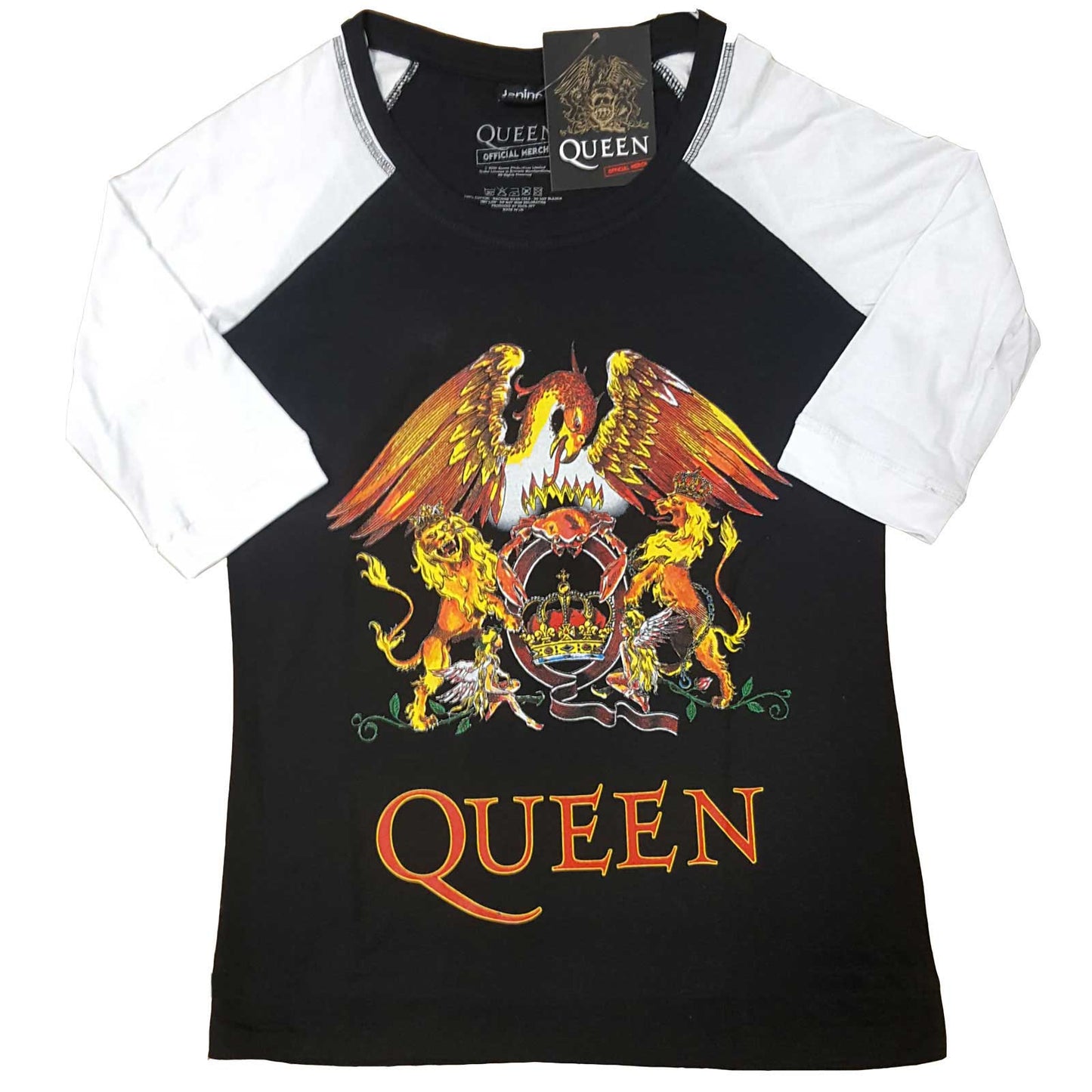 Queen Ladies Raglan T-Shirt: Classic Crest