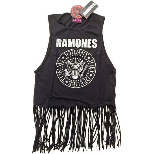 Ramones Ladies Vest T-Shirt: Vintage Presidential Seal (Tassels)