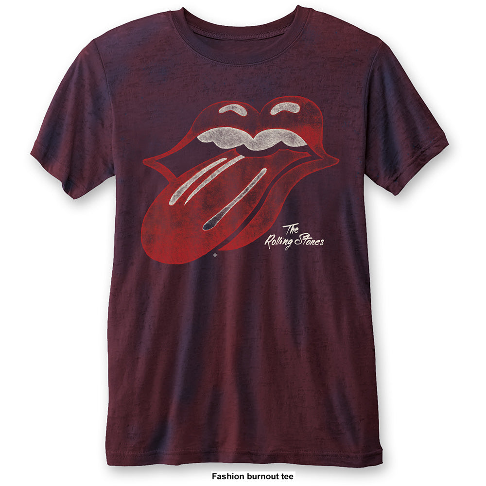The Rolling Stones Unisex T-Shirt: Vintage Tongue (Burnout)