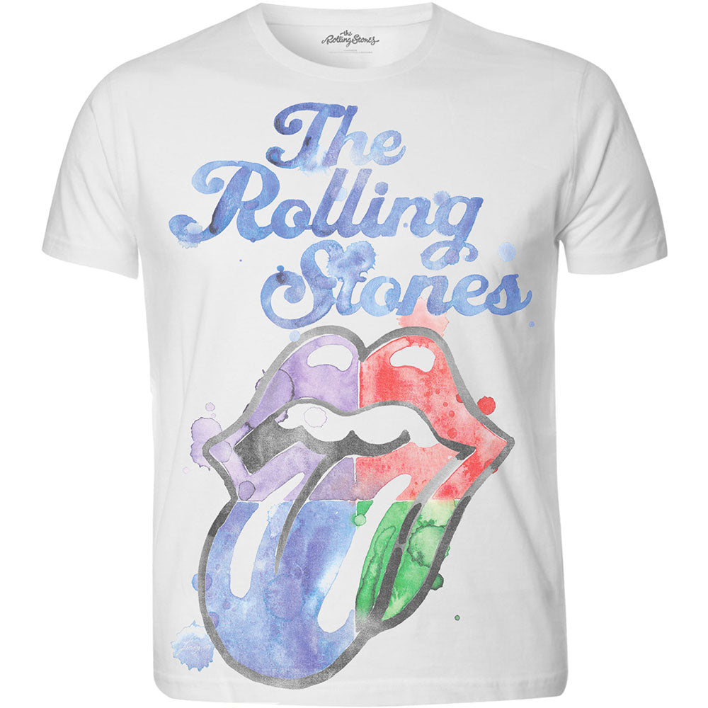 The Rolling Stones Unisex Sublimation T-Shirt: Watercolour Tongue