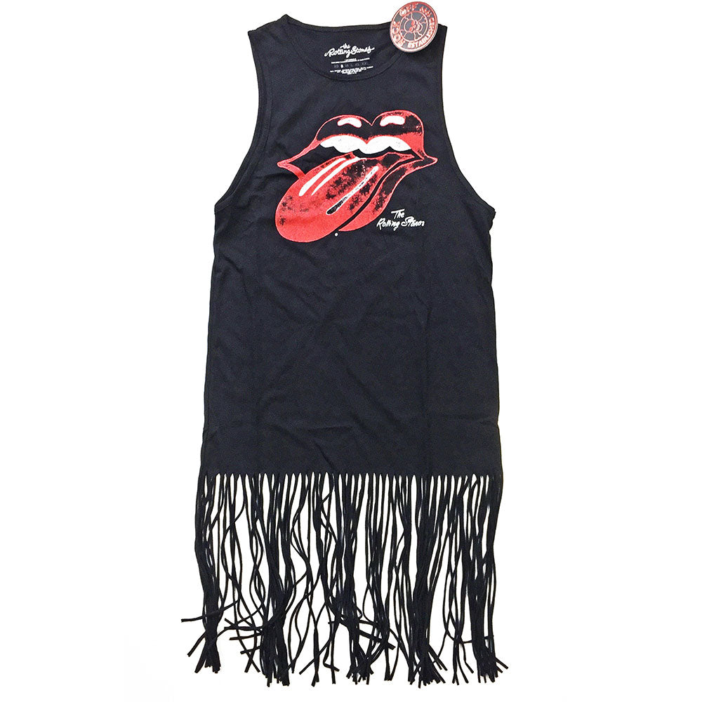 The Rolling Stones Ladies Tassel Dress: Vintage Tongue Logo