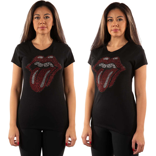 The Rolling Stones Ladies T-Shirt: Classic Tongue (Diamante)