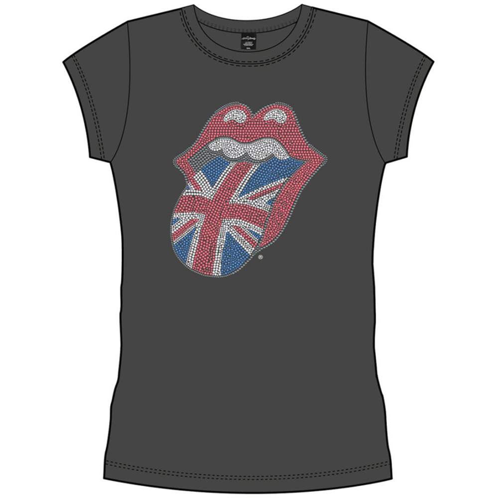 The Rolling Stones Ladies T-Shirt: Classic UK Tongue (Diamante)