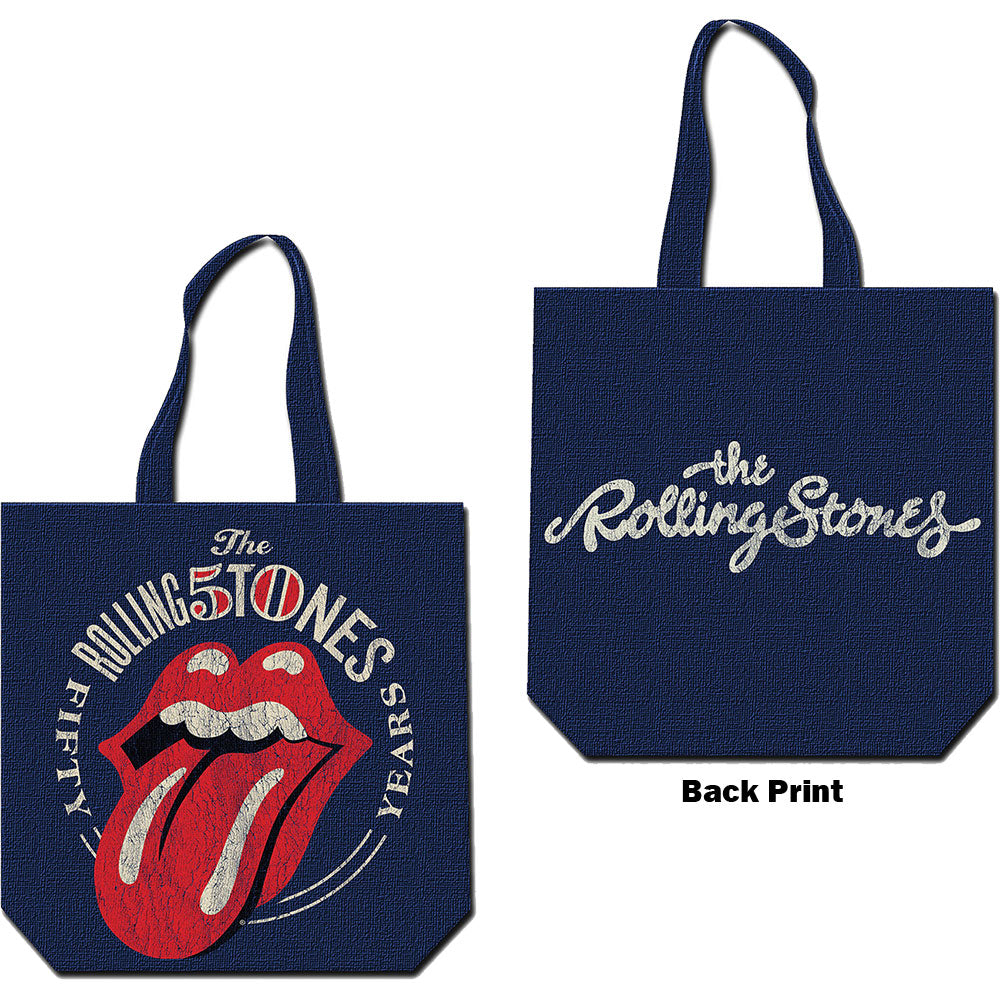 The Rolling Stones Cotton Tote Bag: 50th Anniversary (Back Print)