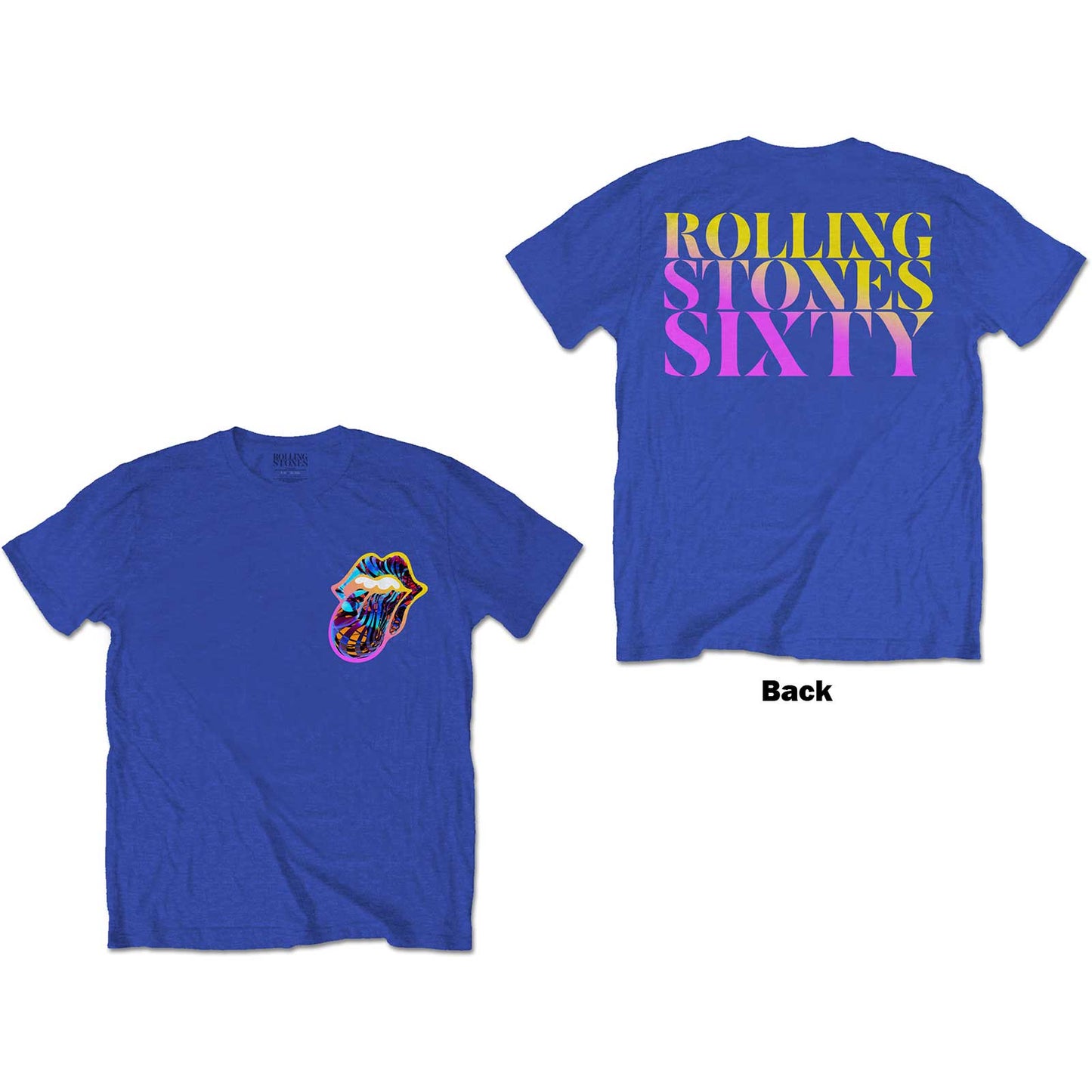 The Rolling Stones Unisex T-Shirt: Sixty Gradient Text (Back Print)